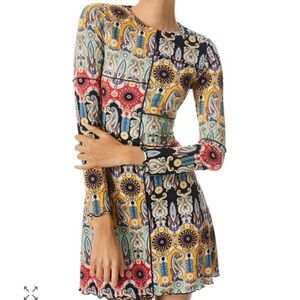 Alice + Olivia Multicolor Paisley Long-Sleeve Mini Dress